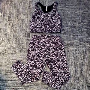 RBX LEOPARD Print 2-piece Active Set (Bra/Leggings) Large
